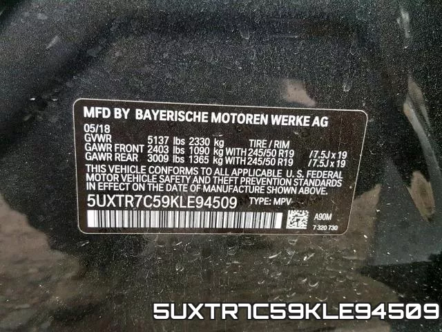 5UXTR7C59KLE94509 фото 2
