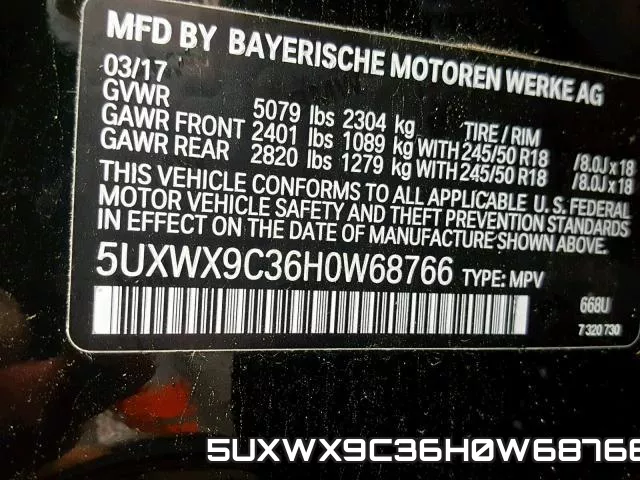 5UXWX9C36H0W68766 фото 2