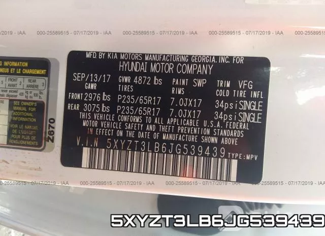 5XYZT3LB6JG539439 фото 10