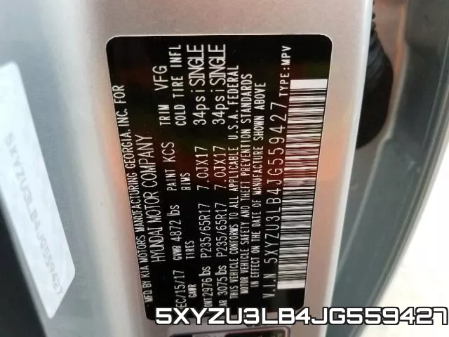 5XYZU3LB4JG559427 фото 2