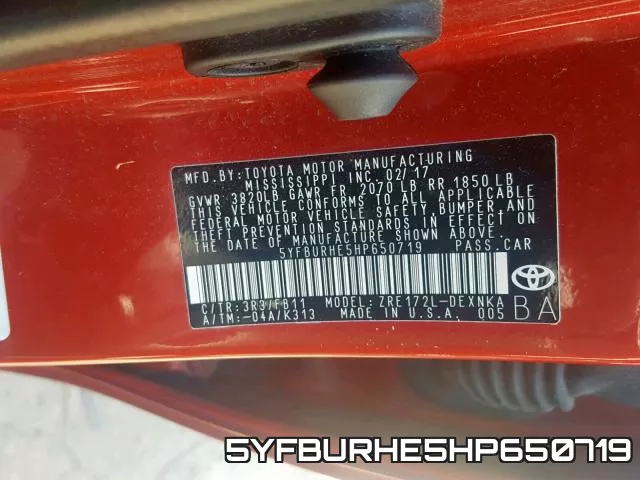 5YFBURHE5HP650719 фото 2