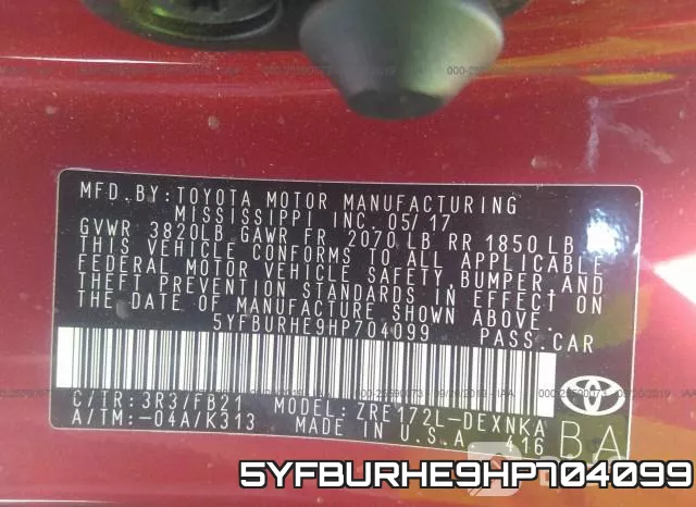 5YFBURHE9HP704099 фото 10