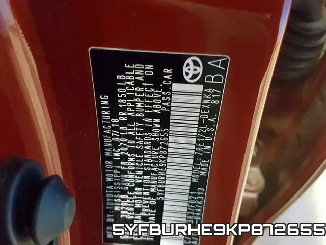 5YFBURHE9KP872655 фото 2