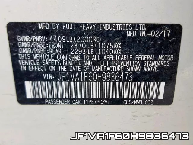 JF1VA1F60H9836473 фото 2