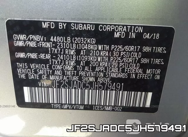 JF2SJADC5JH579491 фото 10