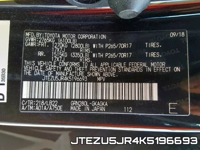 JTEZU5JR4K5196693 фото 2