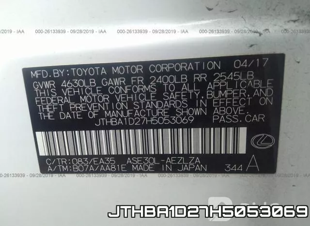 JTHBA1D27H5053069 фото 10