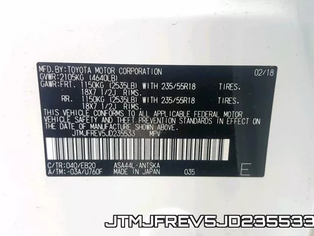 JTMJFREV5JD235533 фото 2