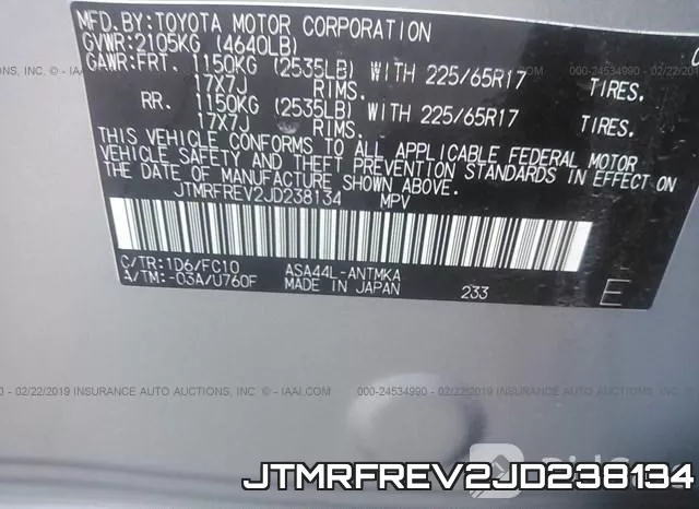 JTMRFREV2JD238134 фото 10