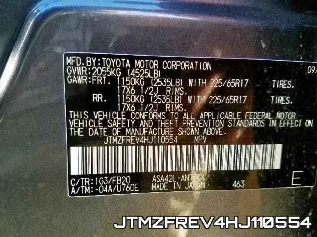 JTMZFREV4HJ110554 фото 2