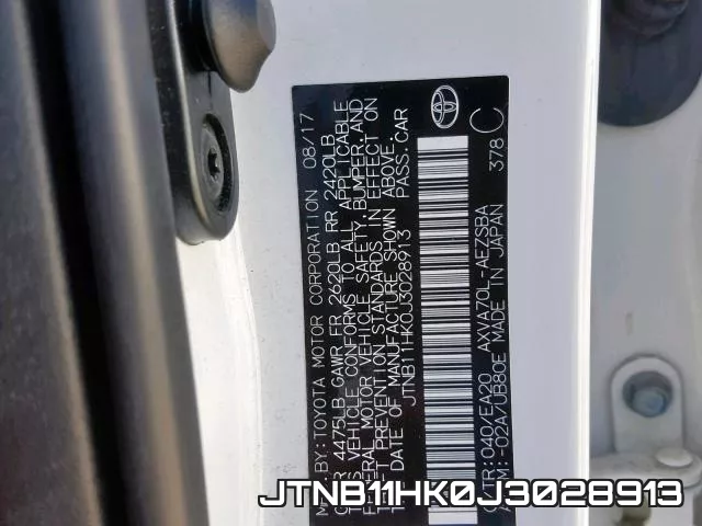 JTNB11HK0J3028913 фото 2