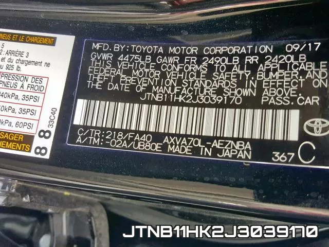 JTNB11HK2J3039170 фото 2