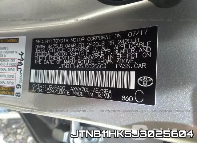 JTNB11HK5J3025604 фото 10
