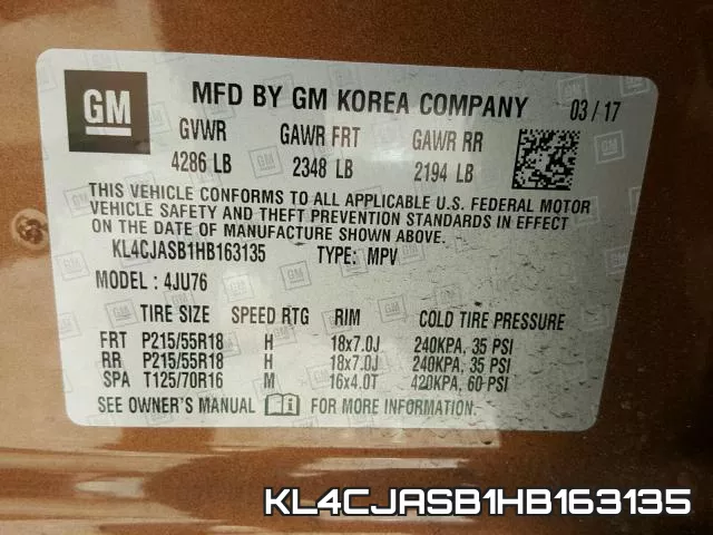 KL4CJASB1HB163135 фото 2
