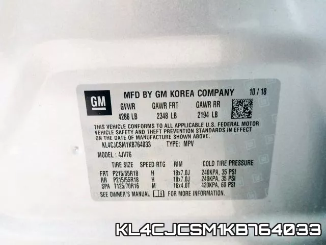 KL4CJCSM1KB764033 фото 2