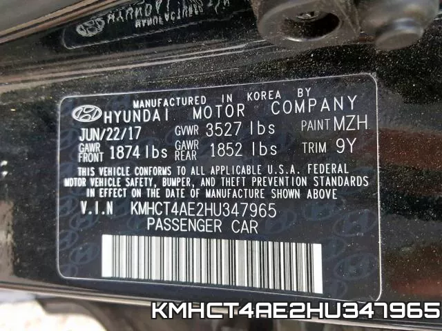 KMHCT4AE2HU347965 фото 2