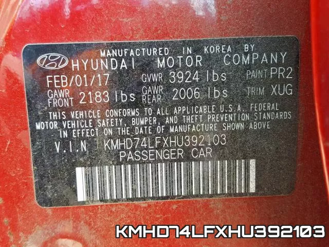 KMHD74LFXHU392103 фото 2