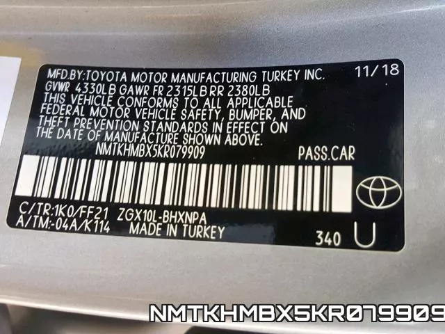 NMTKHMBX5KR079909 фото 2