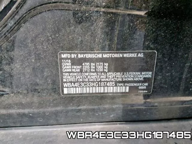 WBA4E3C33HG187485 фото 2