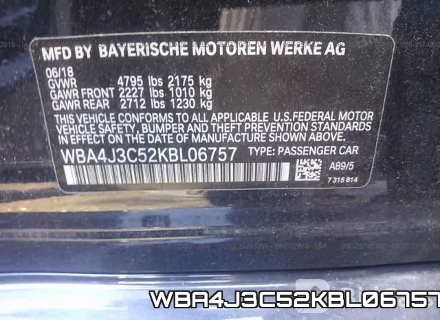 WBA4J3C52KBL06757 фото 10