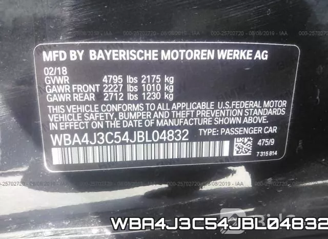 WBA4J3C54JBL04832 фото 10