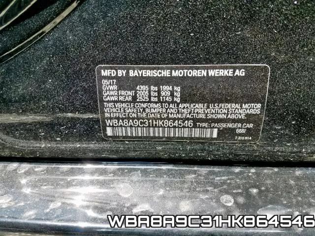 WBA8A9C31HK864546 фото 2