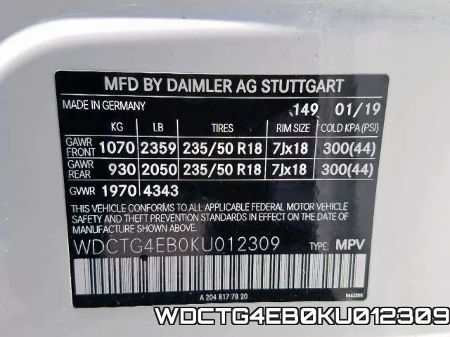 WDCTG4EB0KU012309 фото 2