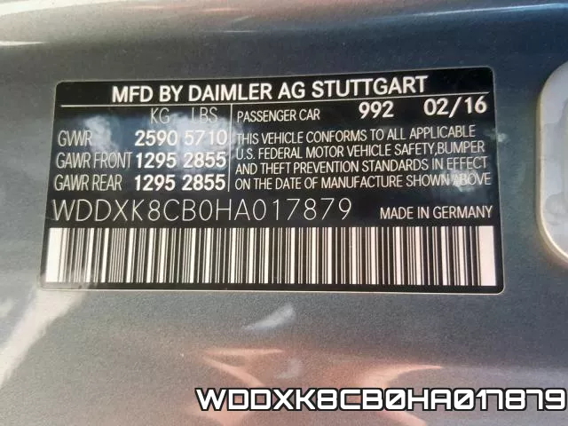 WDDXK8CB0HA017879 фото 2