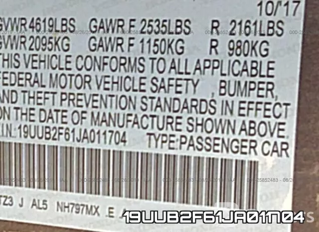 19UUB2F61JA011704 фото 10