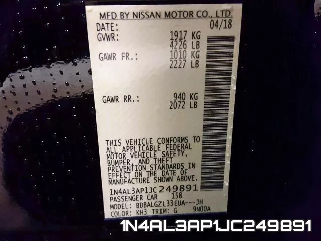 1N4AL3AP1JC249891 фото 2