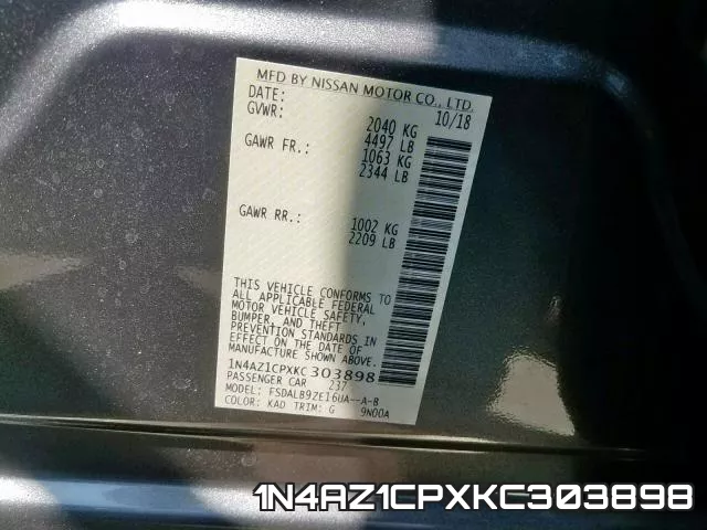 1N4AZ1CPXKC303898 фото 2
