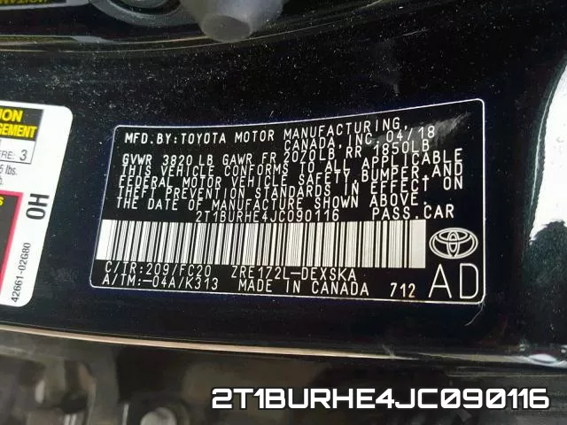 2T1BURHE4JC090116 фото 2