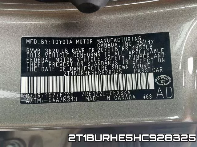 2T1BURHE5HC928325 фото 2