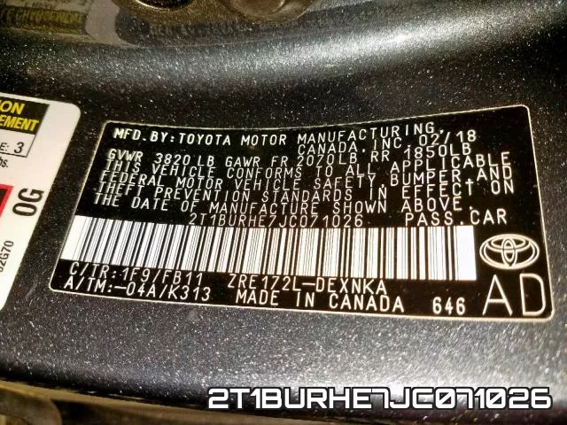 2T1BURHE7JC071026 фото 2