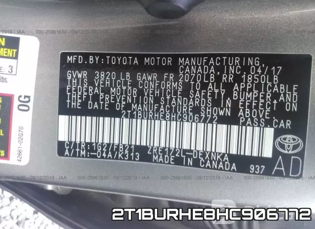 2T1BURHE8HC906772 фото 10