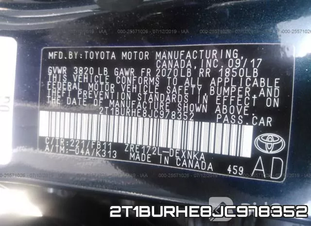 2T1BURHE8JC978352 фото 10