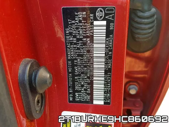 2T1BURHE9HC860692 фото 2