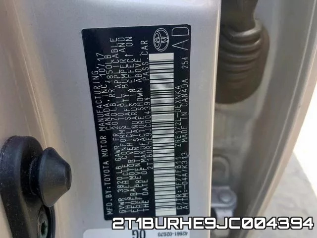 2T1BURHE9JC004394 фото 2