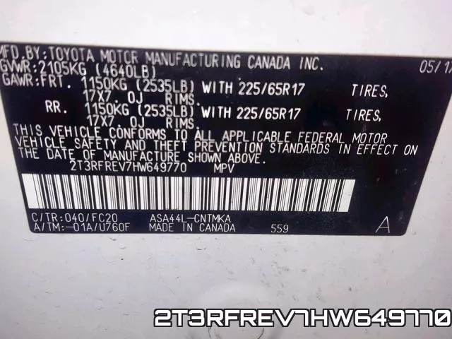 2T3RFREV7HW649770 фото 2
