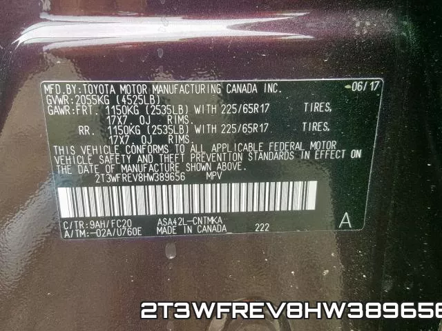 2T3WFREV8HW389656 фото 2