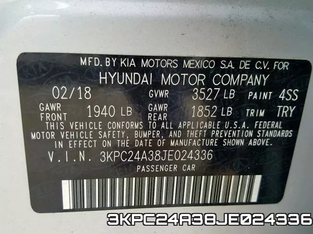 3KPC24A38JE024336 фото 2