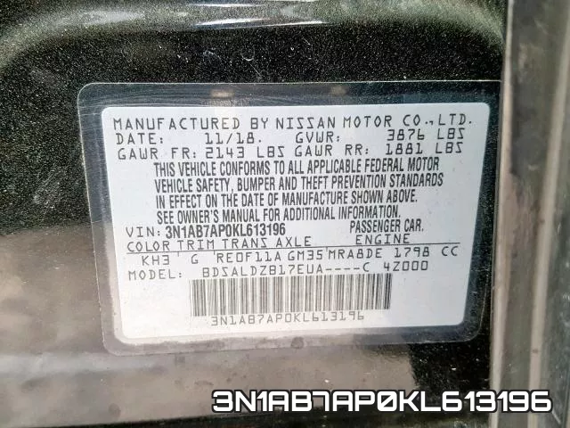 3N1AB7AP0KL613196 фото 2