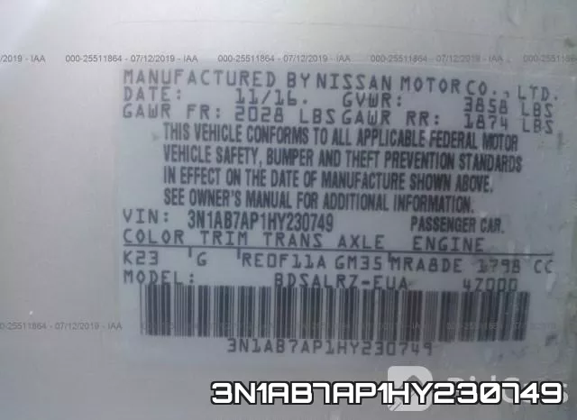 3N1AB7AP1HY230749 фото 10