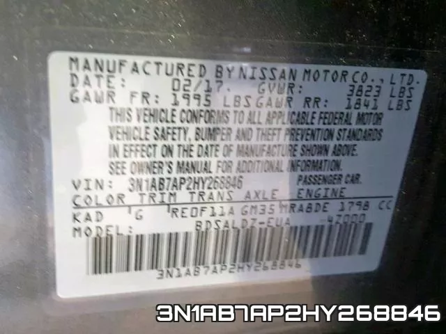 3N1AB7AP2HY268846 фото 2