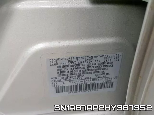 3N1AB7AP2HY387352 фото 2