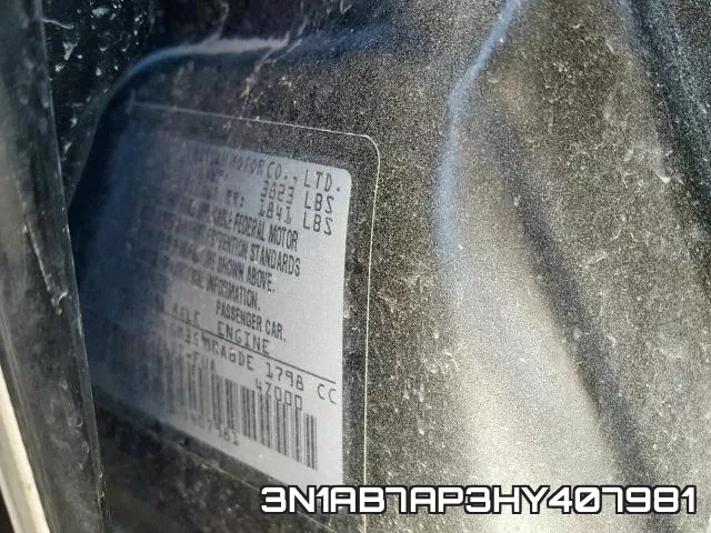 3N1AB7AP3HY407981 фото 2
