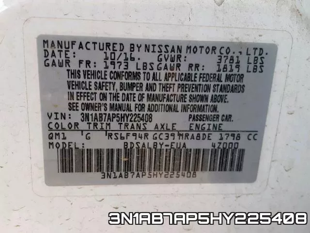 3N1AB7AP5HY225408 фото 2