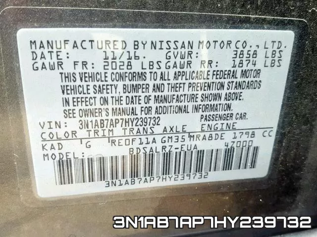 3N1AB7AP7HY239732 фото 2
