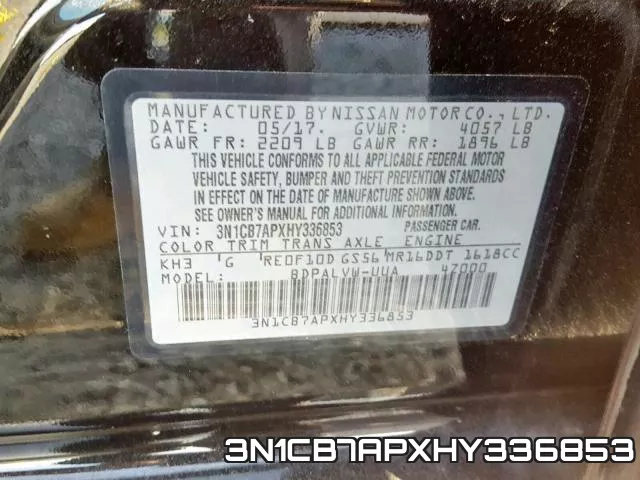3N1CB7APXHY336853 фото 2