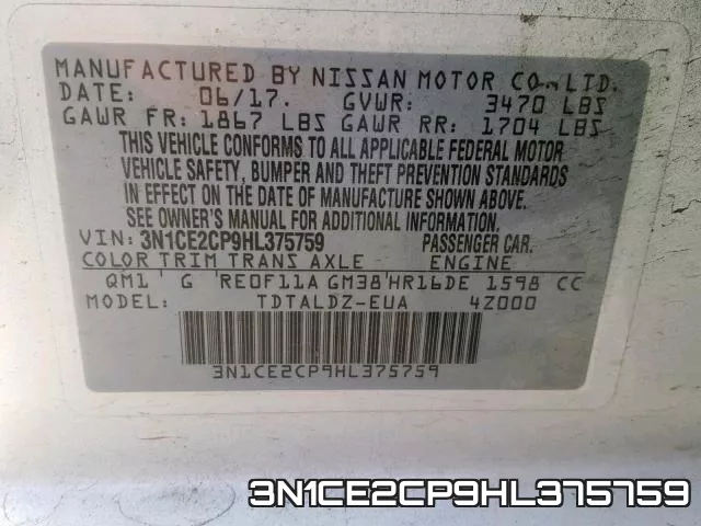 3N1CE2CP9HL375759 фото 2
